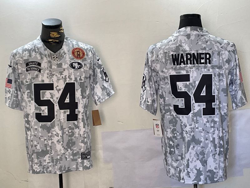 Men San Francisco 49ers 54 Warner Nike Arctic Camo 2024 Salute to Service Limited NFL Jersey style 7